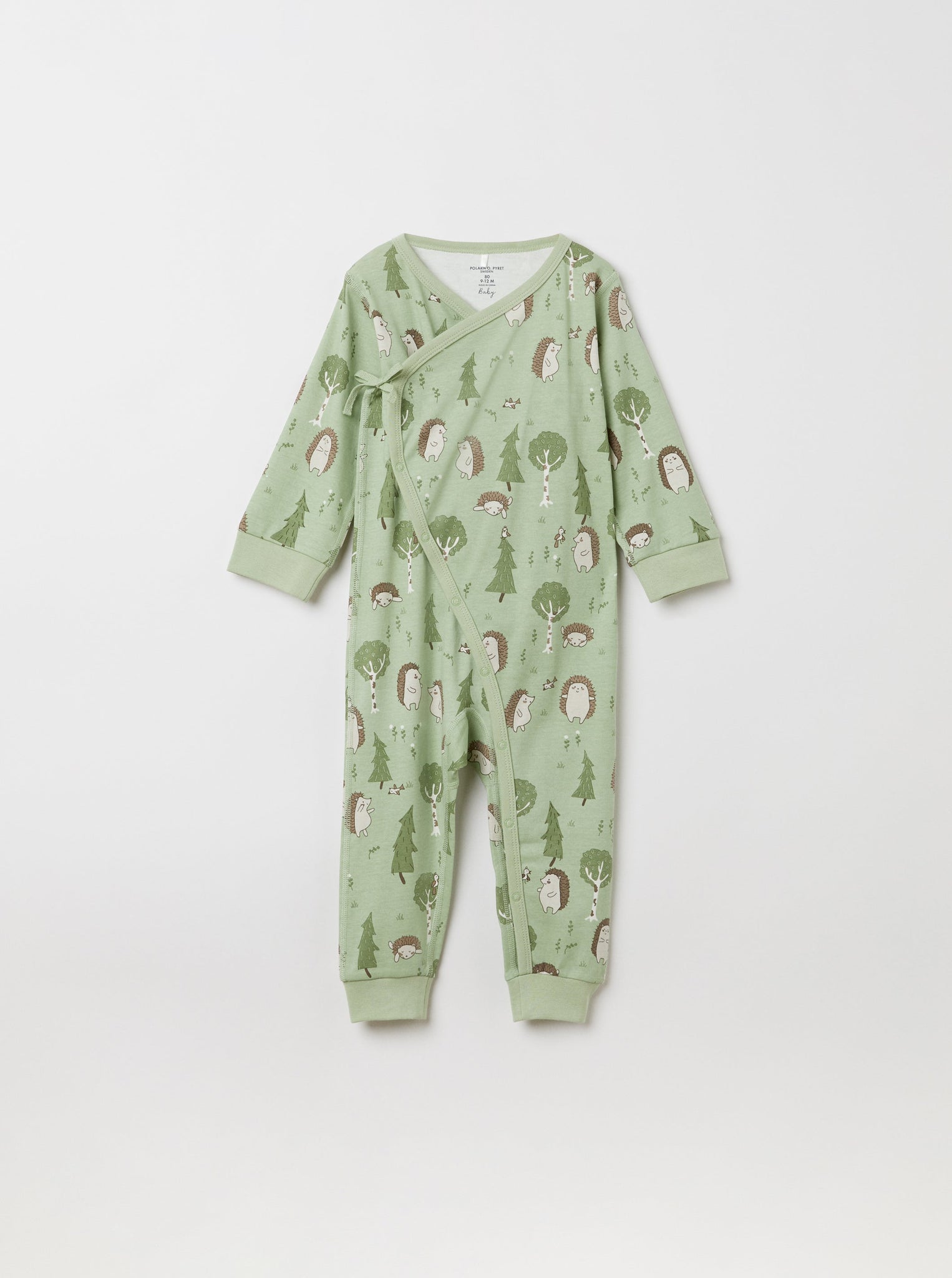 Hedgehog Organic Cotton Baby Romper from the Polarn O. Pyret babywear collection. Clothes made using sustainably sourced materials.