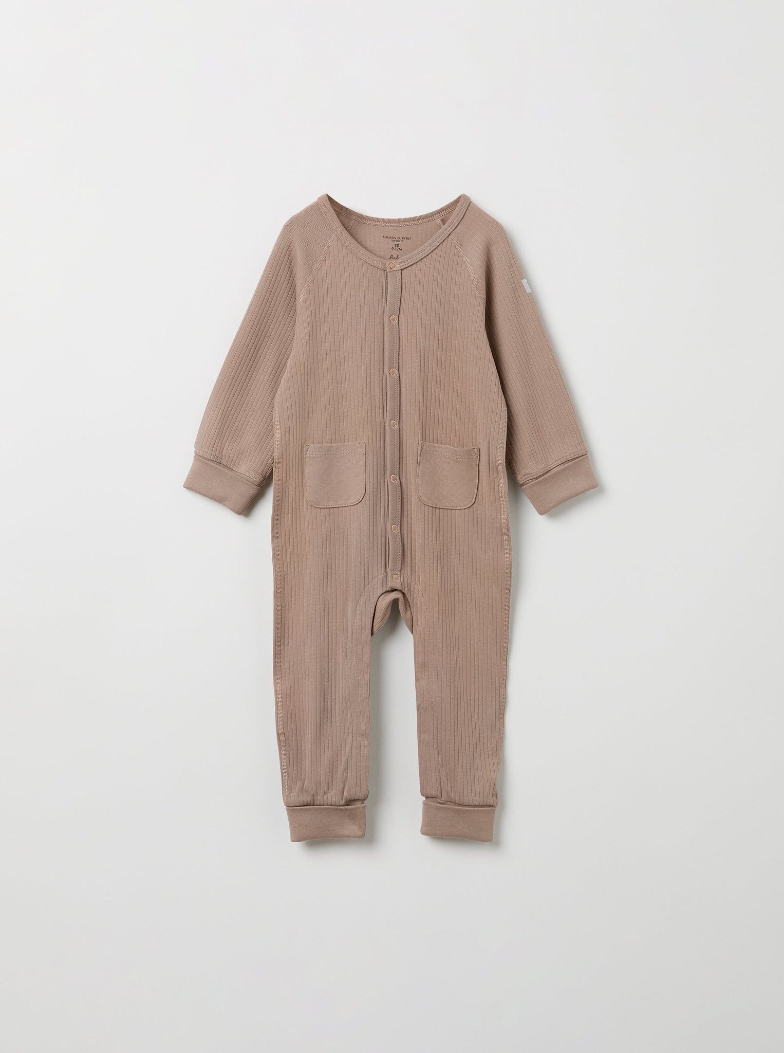 Organic Cotton Brown Baby Romper from the Polarn O. Pyret babywear collection. The best ethical kids clothes