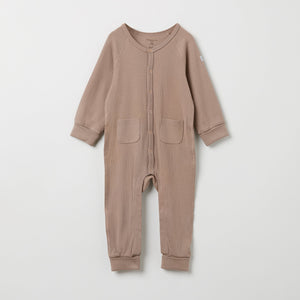 Organic Cotton Brown Baby Romper from the Polarn O. Pyret babywear collection. The best ethical kids clothes