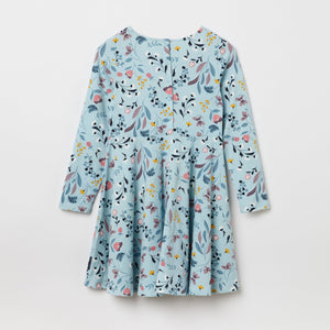 Cotton Blue Floral Kids Dress from the Polarn O. Pyret kidswear collection. Nordic kids clothes made from sustainable sources.