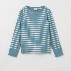 Striped Organic Cotton Blue Kids Top from the Polarn O. Pyret kidswear collection. Ethically produced kids clothing.