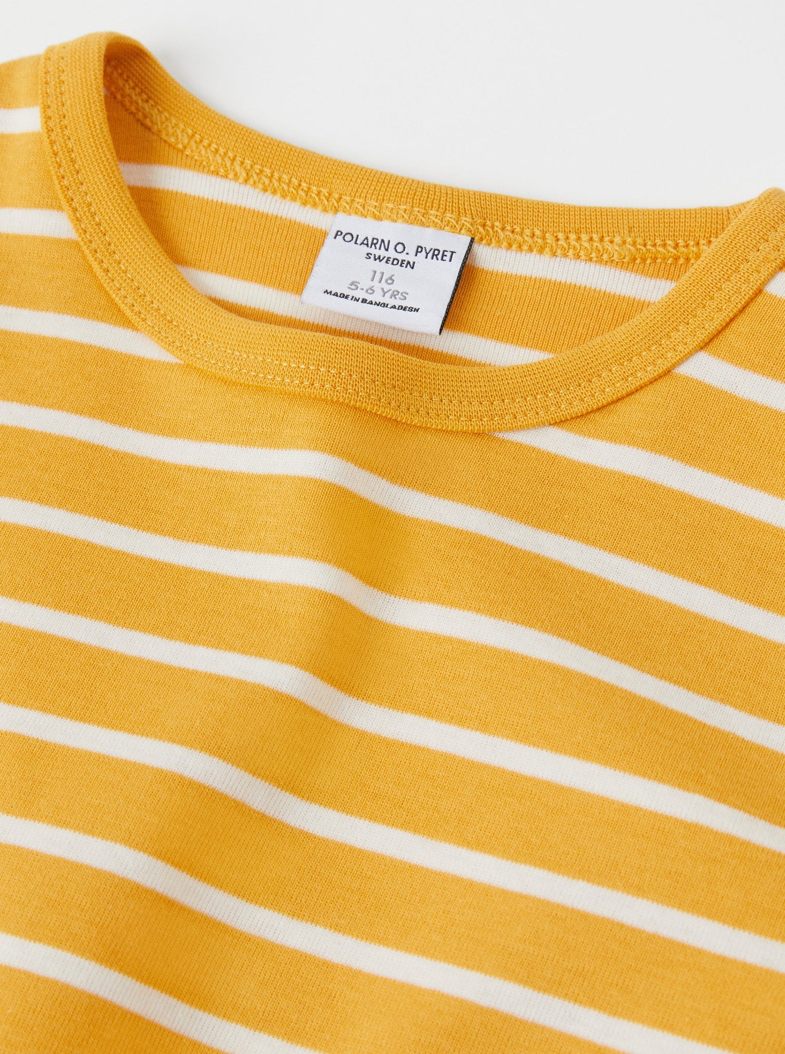 Striped Organic Cotton Yellow Kids Top from the Polarn O. Pyret kidswear collection. Clothes made using sustainably sourced materials.