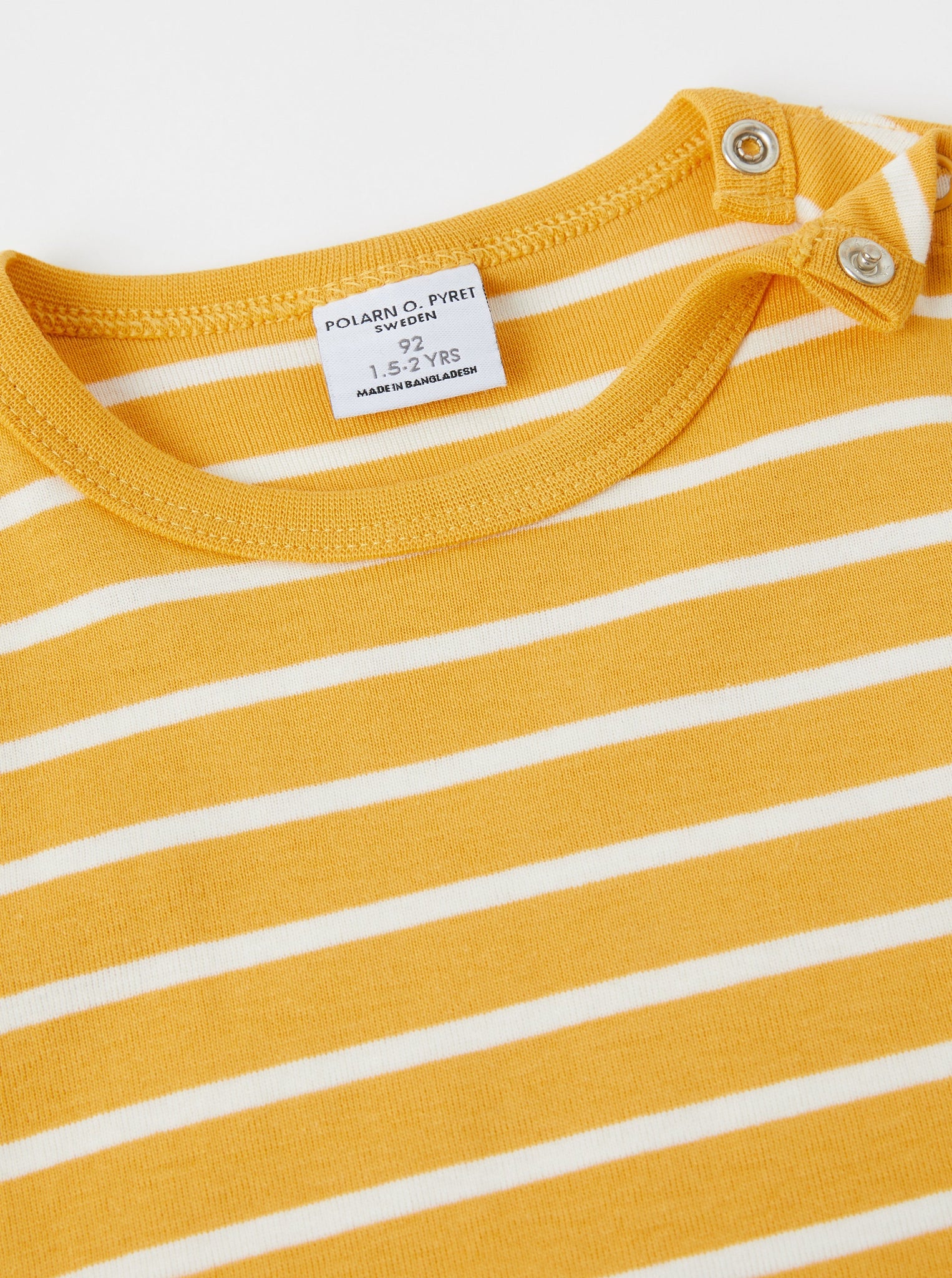Striped Organic Cotton Yellow Kids Top from the Polarn O. Pyret kidswear collection. Clothes made using sustainably sourced materials.