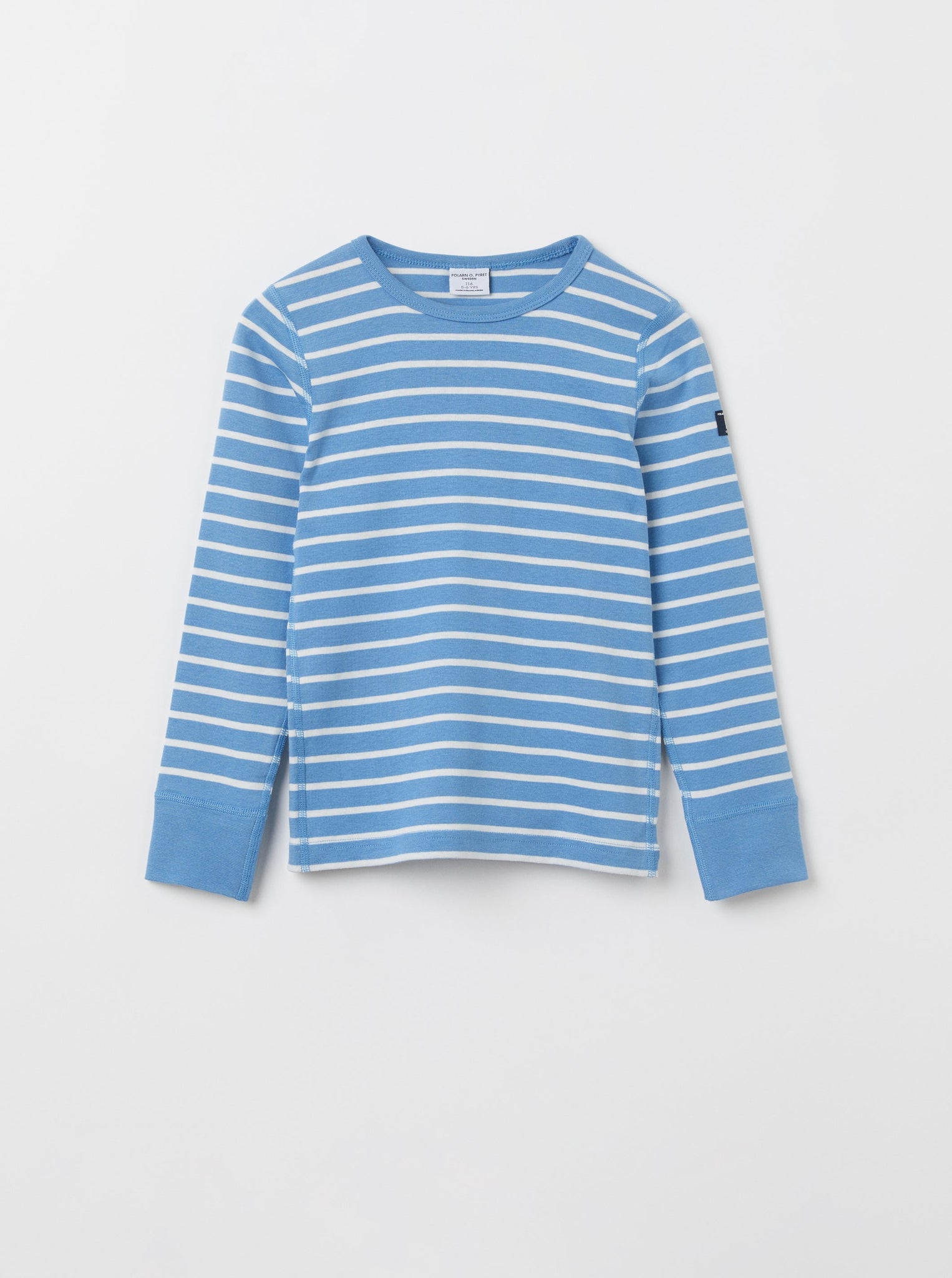 Striped Organic Cotton Blue Kids Top from the Polarn O. Pyret kidswear collection. Nordic kids clothes made from sustainable sources.