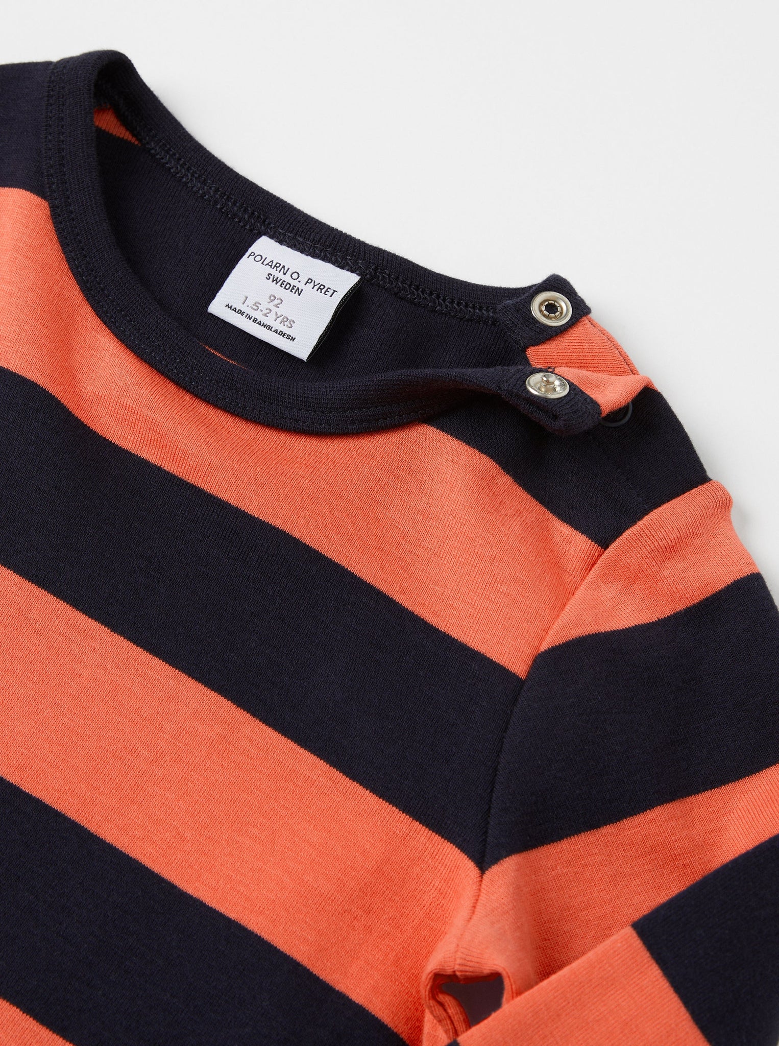 Striped Organic Cotton Orange Kids Top from the Polarn O. Pyret kidswear collection. Clothes made using sustainably sourced materials.
