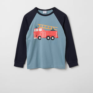 Organic Cotton Fire Engine Kids Top from the Polarn O. Pyret kidswear collection. Nordic kids clothes made from sustainable sources.