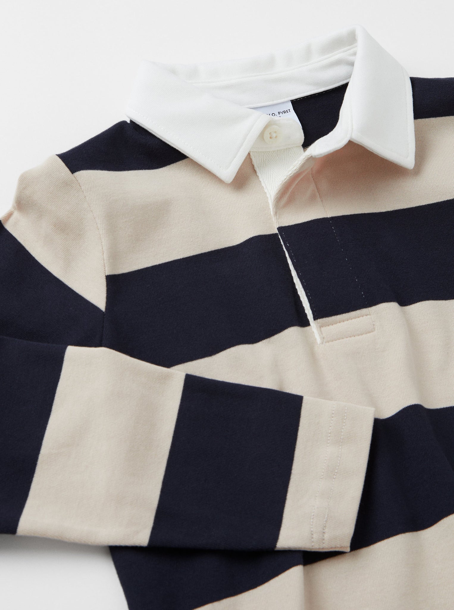Striped Beige Kids Rugby Top from the Polarn O. Pyret kidswear collection. Clothes made using sustainably sourced materials.