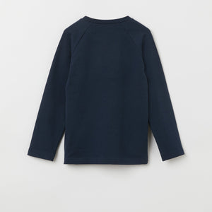 Navy Skateboard Kids Sweatshirt from the Polarn O. Pyret kidswear collection. Nordic kids clothes made from sustainable sources.