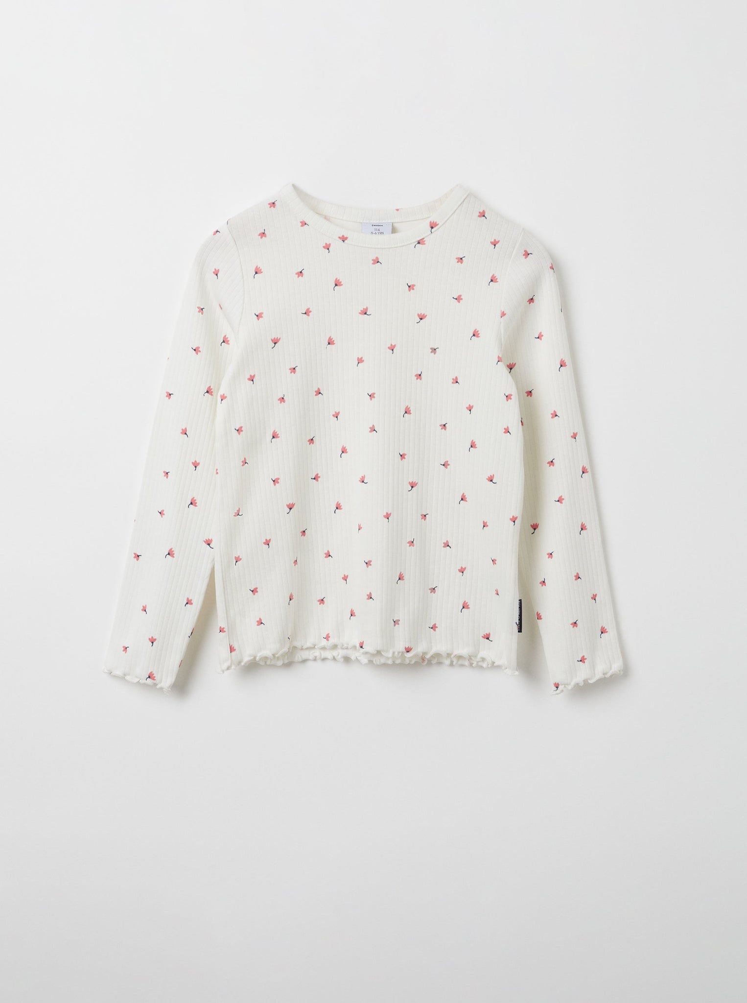 Organic Cotton White Floral Girls Top from the Polarn O. Pyret kidswear collection. The best ethical kids clothes