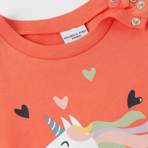 Organic Cotton Unicorn Print Kids T-Shirt from the Polarn O. Pyret kidswear collection. Ethically produced kids clothing.