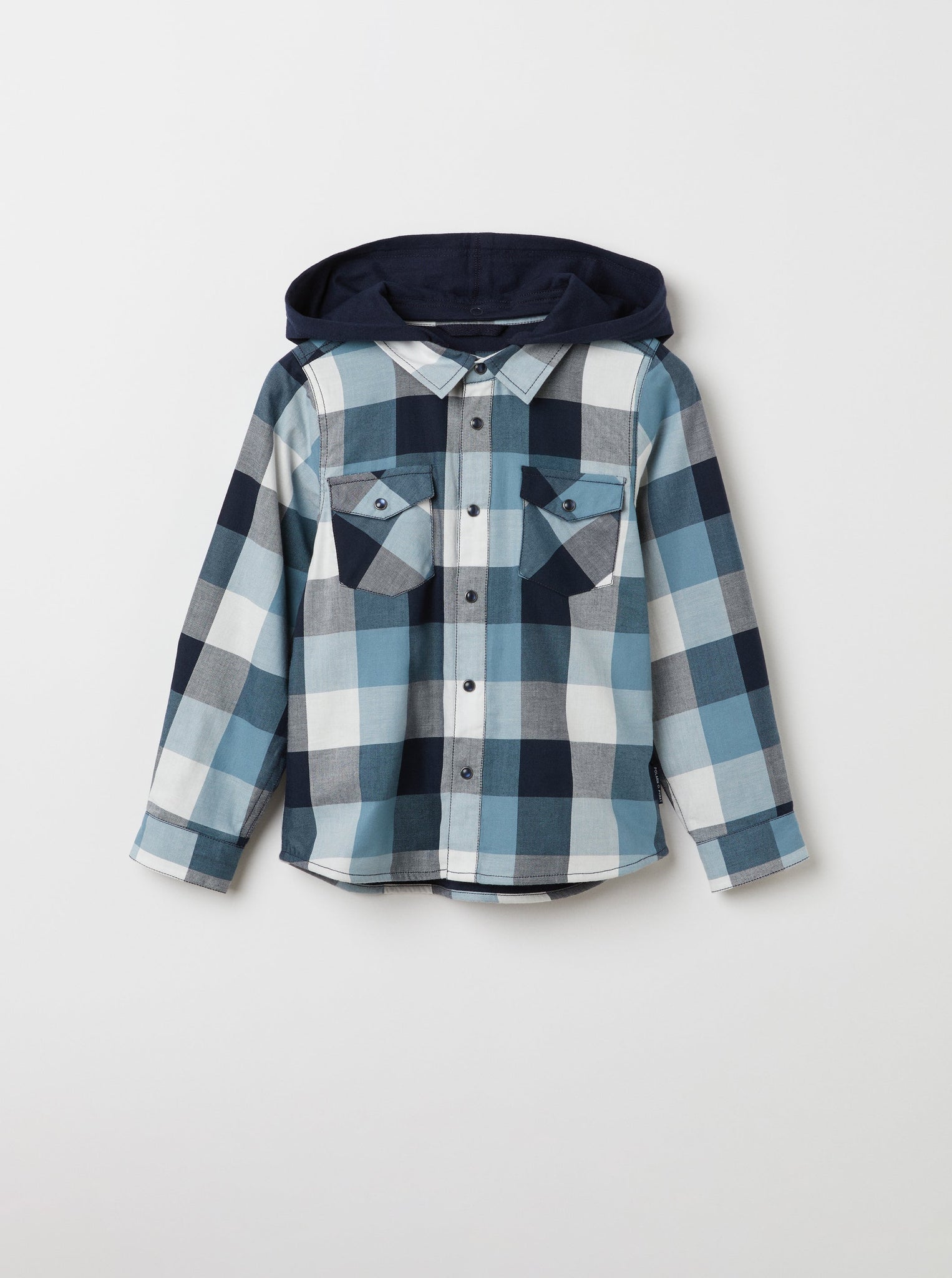 Hooded Blue Kids Checked Shirt from the Polarn O. Pyret kidswear collection. The best ethical kids clothes