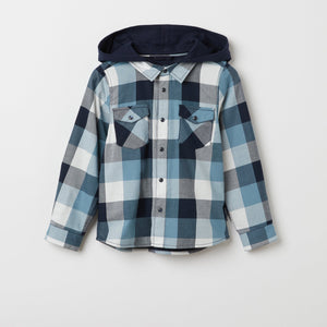 Hooded Blue Kids Checked Shirt from the Polarn O. Pyret kidswear collection. The best ethical kids clothes