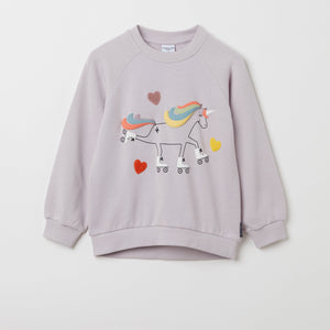 Unicorn Print Kids Sweatshirt from the Polarn O. Pyret kidswear collection. Ethically produced kids clothing.