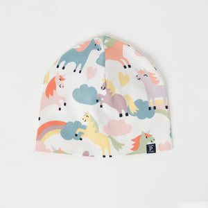 Organic Cotton Unicorn Kids Beanie from the Polarn O. Pyret kidswear collection. Ethically produced kids clothing.