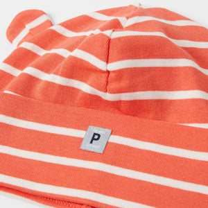 Organic Cotton Orange Baby Beanie Hat from the Polarn O. Pyret babywear collection. The best ethical baby clothes