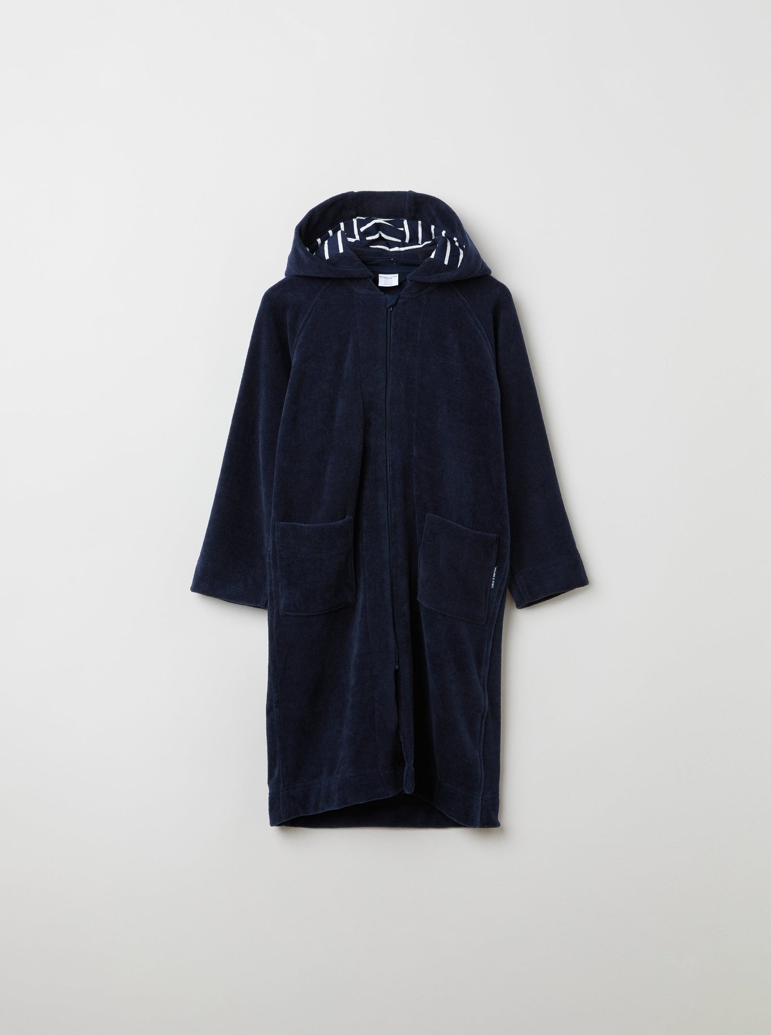 Cotton Navy Kids Dressing Gown from the Polarn O. Pyret kidswear collection. Clothes made using sustainably sourced materials.