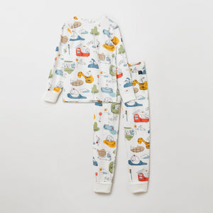 Cotton Animal Print Kids Pyjamas from the Polarn O. Pyret kidswear collection. Nordic kids clothes made from sustainable sources.