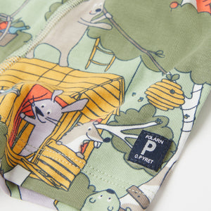 Organic Cotton Green Boys Boxer Shorts from the Polarn O. Pyret kidswear collection. Nordic kids clothes made from sustainable sources.