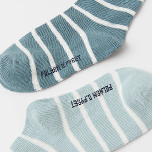 Two Pack Cotton Blue Kids Socks from the Polarn O. Pyret kidswear collection. Clothes made using sustainably sourced materials.