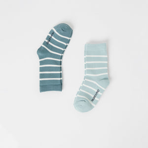 Two Pack Cotton Blue Kids Socks from the Polarn O. Pyret kidswear collection. Clothes made using sustainably sourced materials.