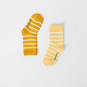 Two Pack Cotton Yellow Kids Socks from the Polarn O. Pyret kidswear collection. Ethically produced kids clothing.