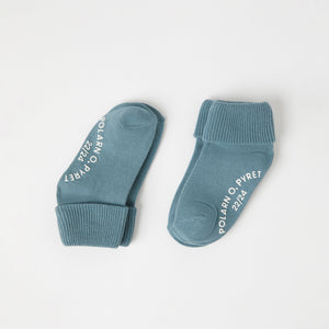 Two Pack Blue Antislip Kids Socks from the Polarn O. Pyret kidswear collection. Clothes made using sustainably sourced materials.