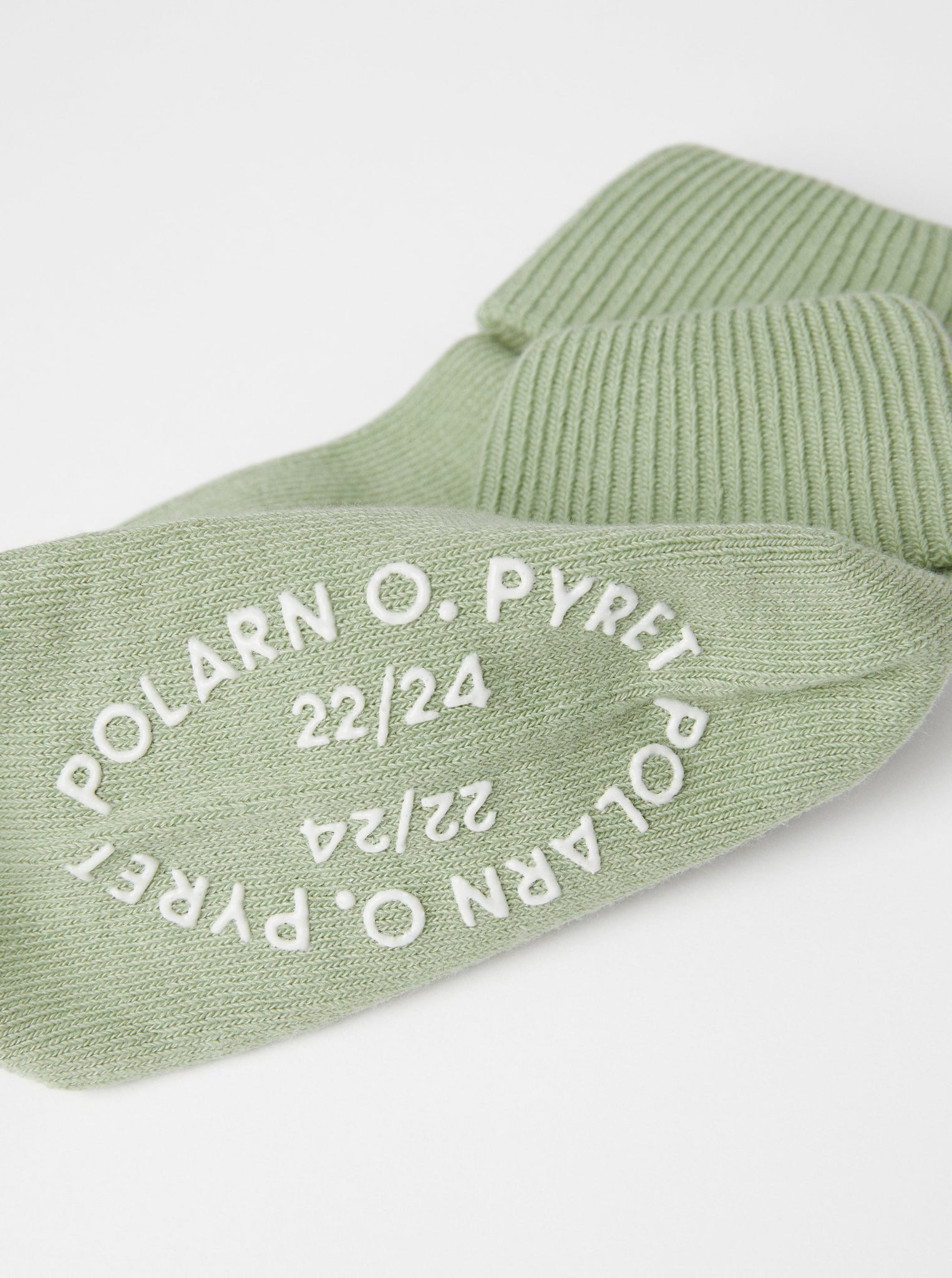 Two Pack Green Antislip Kids Socks from the Polarn O. Pyret kidswear collection. Nordic kids clothes made from sustainable sources.