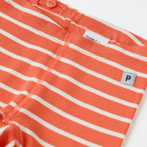 Organic Cotton Orange Baby Leggings from the Polarn O. Pyret babywear collection. Ethically produced kids clothing.