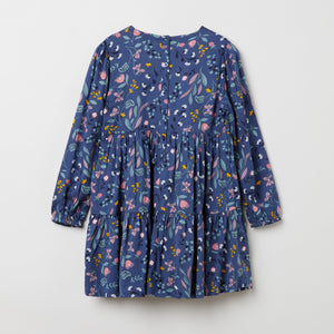 Blue Floral Print Kids Dress from the Polarn O. Pyret kidswear collection. Nordic kids clothes made from sustainable sources.