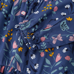 Blue Floral Print Kids Dress from the Polarn O. Pyret kidswear collection. Nordic kids clothes made from sustainable sources.