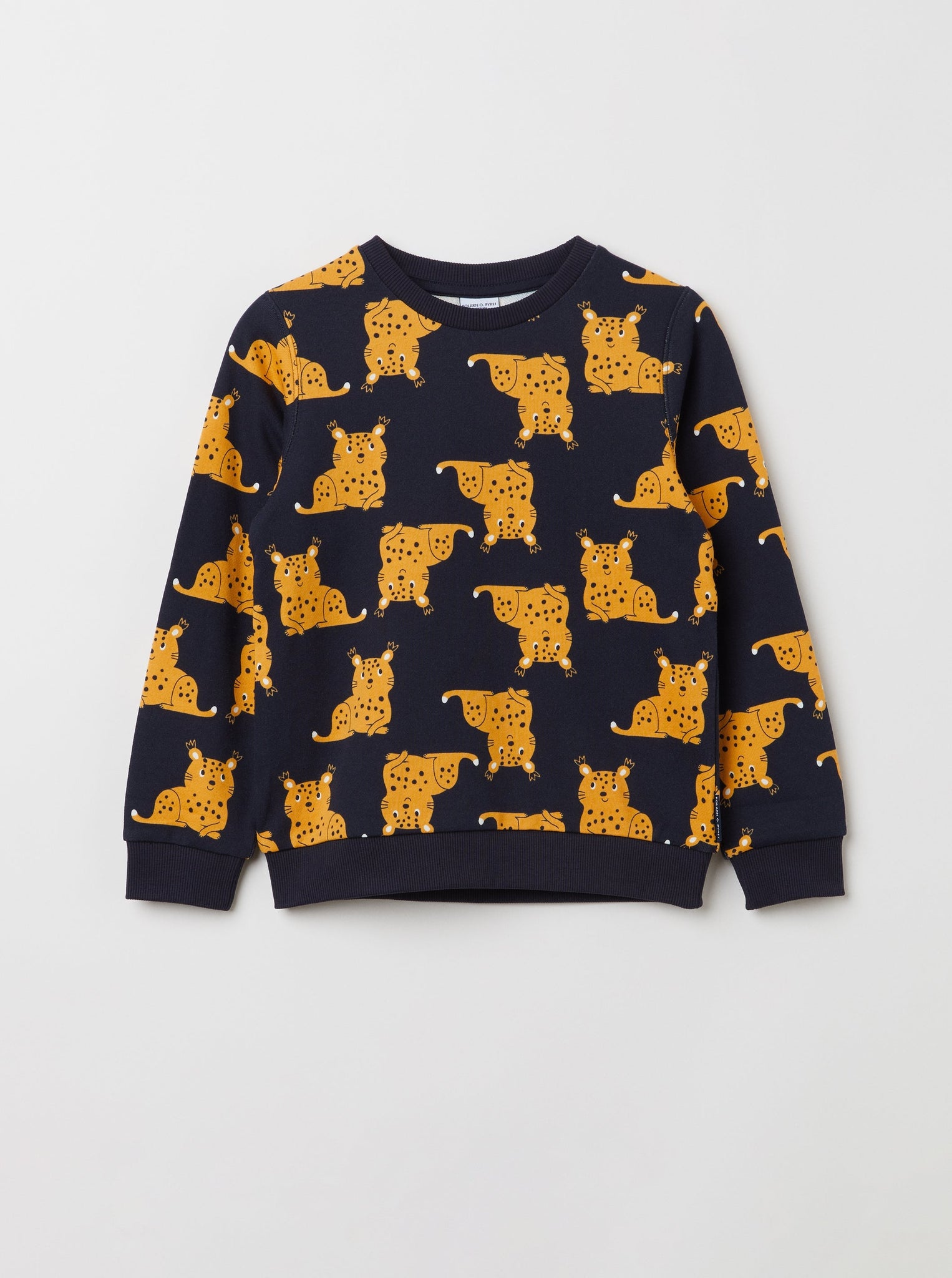 Lynx Print Navy Kids Sweatshirt from the Polarn O. Pyret kidswear collection. The best ethical kids clothes