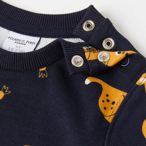 Lynx Print Navy Kids Sweatshirt from the Polarn O. Pyret kidswear collection. The best ethical kids clothes