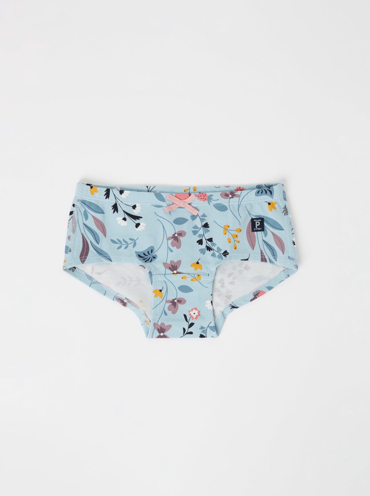 Cotton Blue Girls Hipster Briefs from the Polarn O. Pyret kidswear collection. Clothes made using sustainably sourced materials.