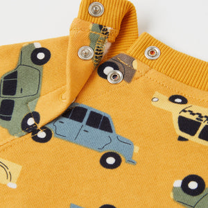 Car Print Kids Yellow Sweatshirt from the Polarn O. Pyret kidswear collection. The best ethical kids clothes