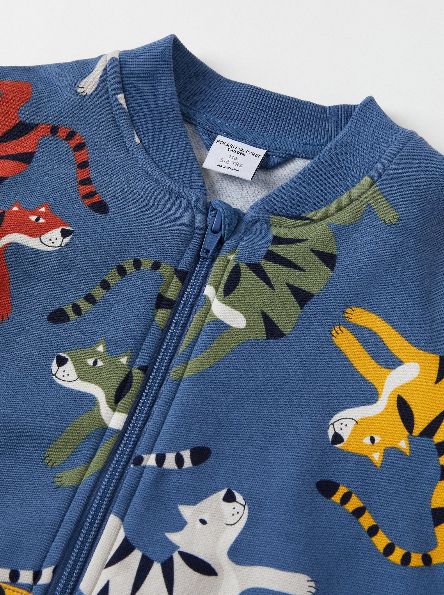 Tiger Print Zipped Kids Sweatshirt