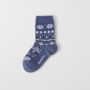 Merino Wool Blue Kids Socks from the Polarn O. Pyret kidswear collection. Ethically produced kids clothing.