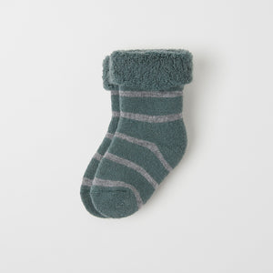 Terry Merino Grey Baby Socks from the Polarn O. Pyret baby collection. Nordic baby clothes made from sustainable sources.