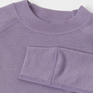 Purple Merino Wool Kids Thermal Top from the Polarn O. Pyret outerwear collection. Quality kids clothing made to last.