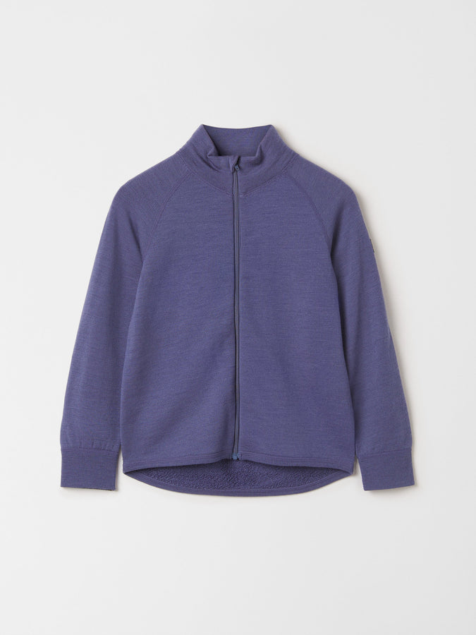 Terry Wool Purple Kids Thermal Zip Top from the Polarn O. Pyret outerwear collection. Kids outerwear made from sustainably source materials