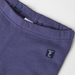 Terry Wool Purple Kids Thermal Leggings from the Polarn O. Pyret outerwear collection. Quality kids clothing made to last.