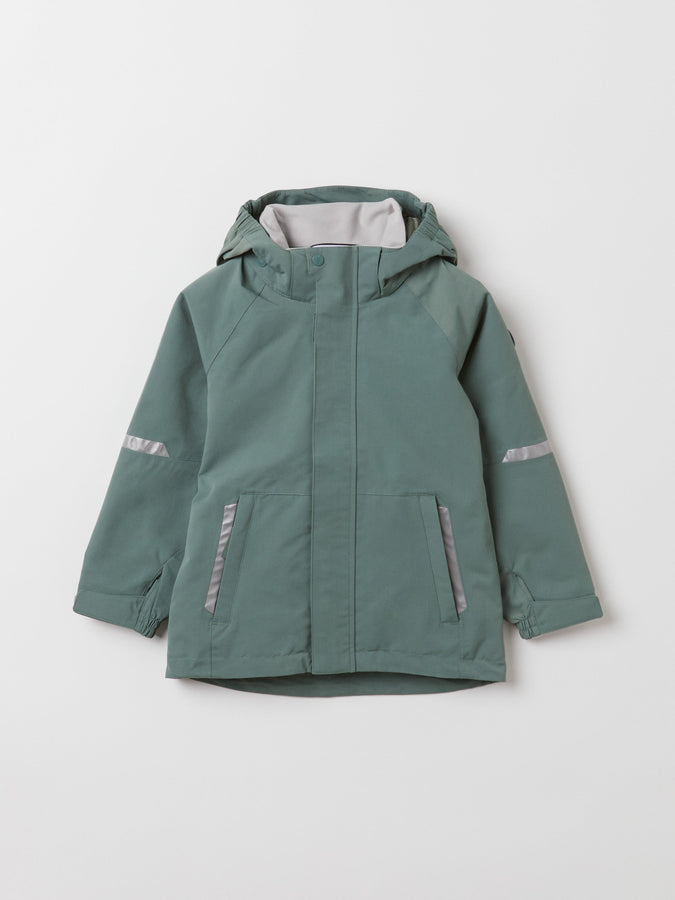 Kids Green Waterproof Shell Jacket from the Polarn O. Pyret outerwear collection. The best ethical kids outerwear.