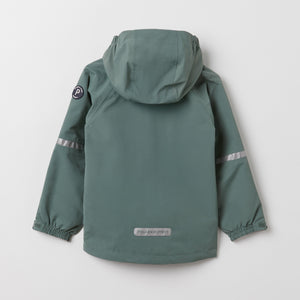 Kids Green Waterproof Shell Jacket from the Polarn O. Pyret outerwear collection. The best ethical kids outerwear.