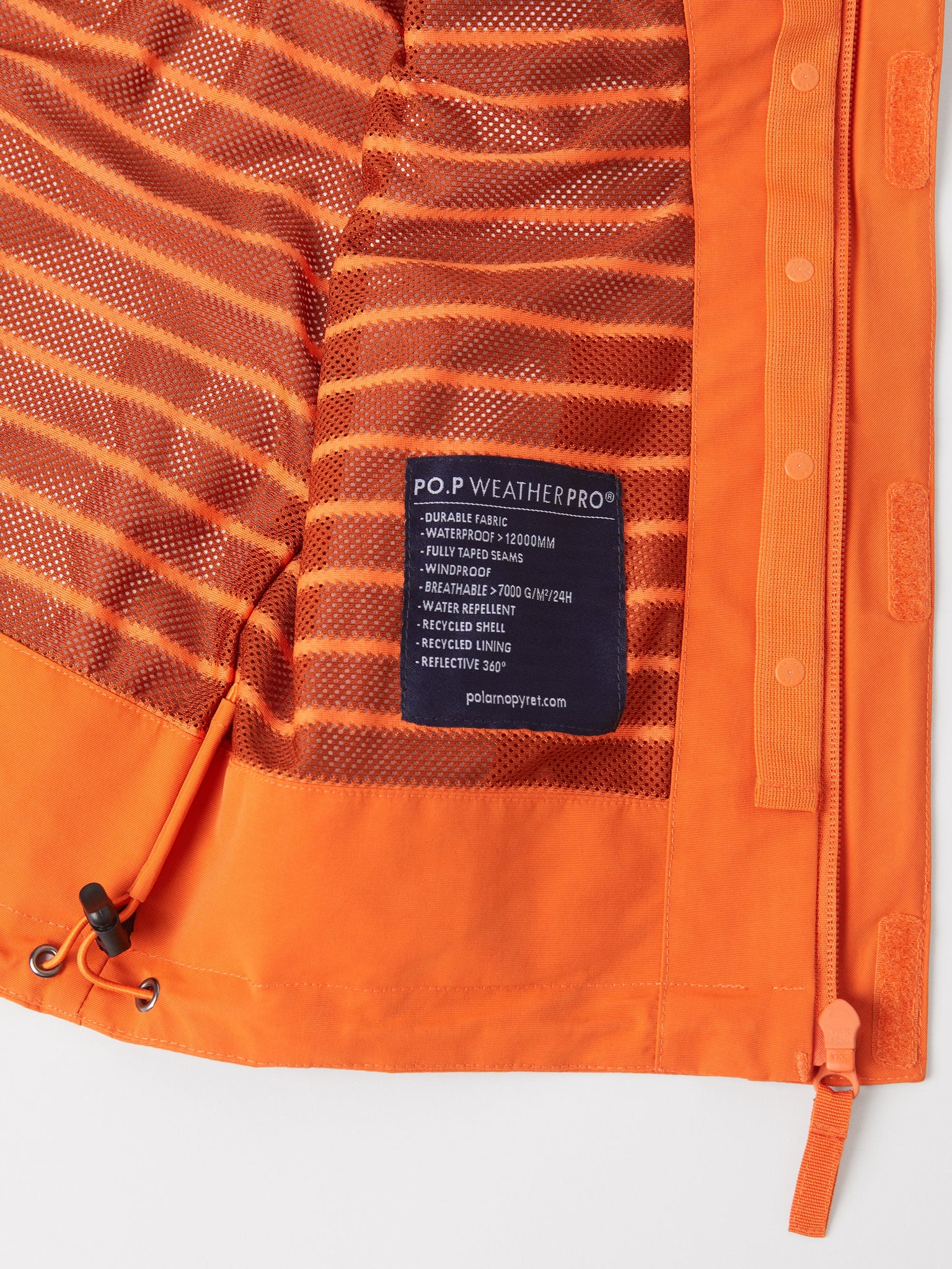 Kids Orange Waterproof Shell Jacket from the Polarn O. Pyret outerwear collection. Kids outerwear made from sustainably source materials