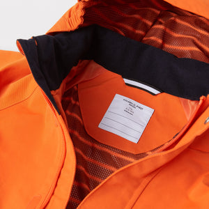 Kids Orange Waterproof Shell Jacket from the Polarn O. Pyret outerwear collection. Kids outerwear made from sustainably source materials
