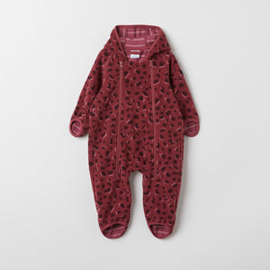 Red Windproof Fleece Baby Pramsuit from the Polarn O. Pyret outerwear collection. Ethically produced kids outerwear.