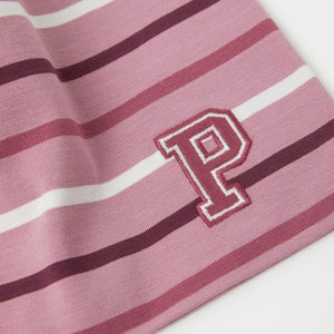 Striped Pink Kids Beanie Hat from the Polarn O. Pyret outerwear collection. Ethically produced kids outerwear.
