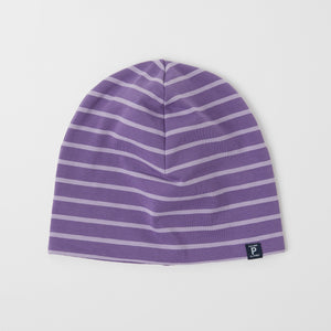 Fleece Lined Purple Kids Winter Hat from the Polarn O. Pyret outerwear collection. Ethically produced kids outerwear.