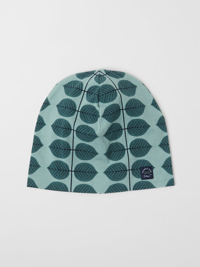 Nordic Green Kids Beanie Hat from the Polarn O. Pyret outerwear collection. Ethically produced kids outerwear.