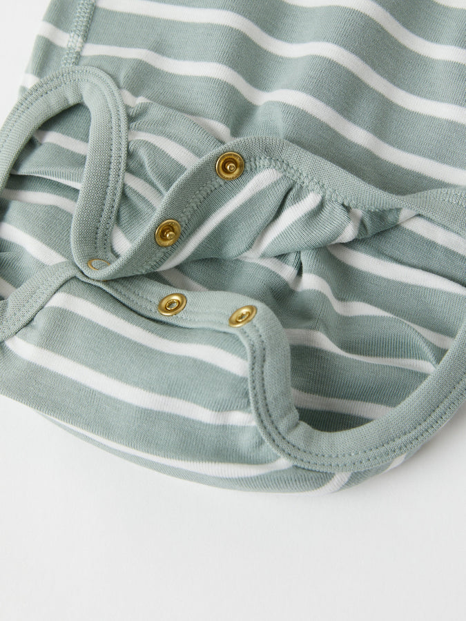 Organic Cotton Green Babygrow from the Polarn O. Pyret baby collection. Ethically produced baby clothing.