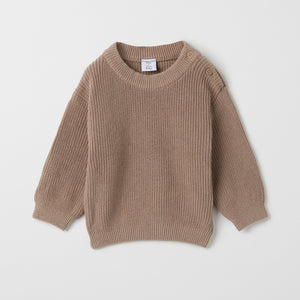 Organic Cotton Knitted Baby Jumper from the Polarn O. Pyret baby collection. Clothes made using sustainably sourced materials.